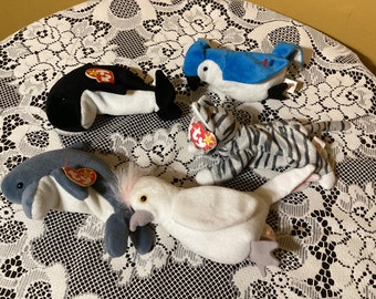 Lote com 5 Beenie Babies Vintage Variados