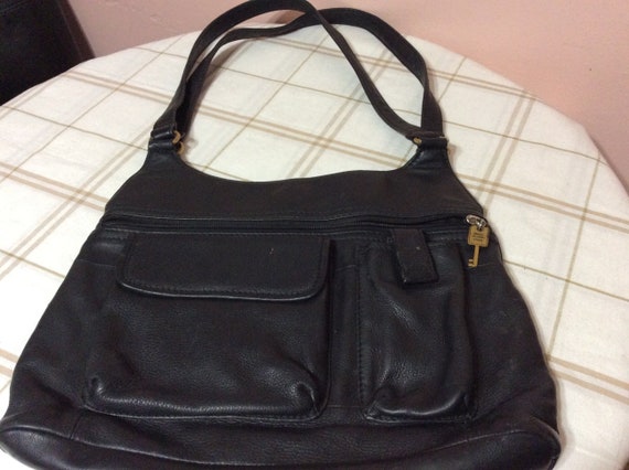 Petralove Fossil #ZB5590 vintage austin leather flap shoulder bag in black  