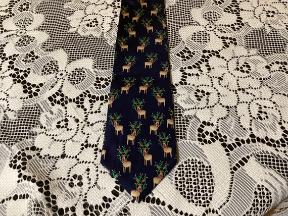 Vintage Alynn Merry Christmas Moose Necktie