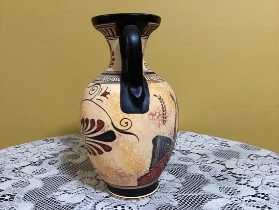 ヴィンテージ手描き陶器花瓶 ギリシャ製 10インチ - Etsy 日本