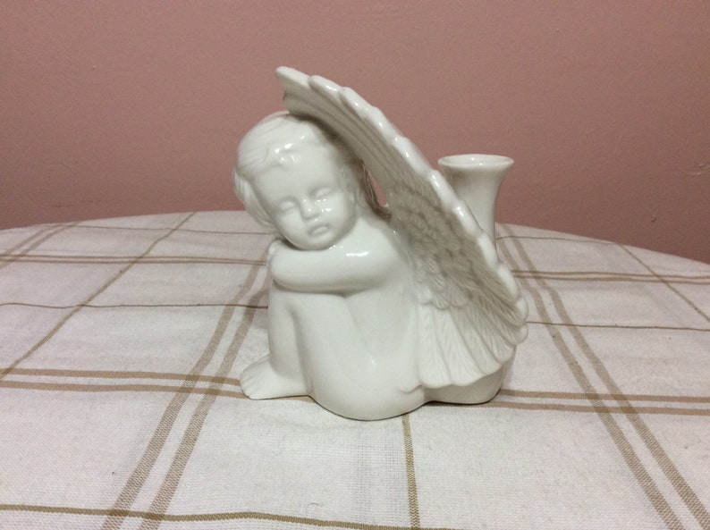 Cherub Angel Sitting Bisque Figurine