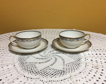 2 Sets of Vintage Theodore Haviland Limoges France Cup and Saucer