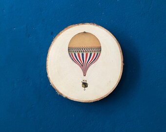 Hot air balloon picture / children&#39;s room decoration / birch branch disc