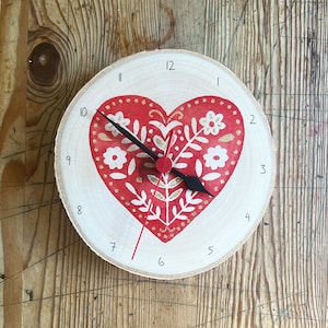 Wall Clock hygge Heart Birch Branch Disc