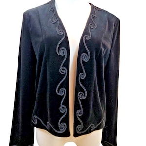 Union Made Vintage 1970s ILGWU Black Velvet VTG 70s Blazer Size 18