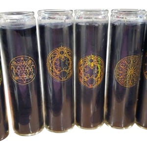 Hex Candle 8&quot; Curse Witchcraft Supplies Black Curse Sacred Geometry Witch Spell