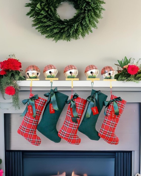Plaid Christmas Stockings for Family - Rustic Christmas Decor
