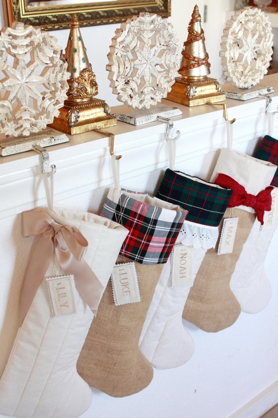 Holiday Stockings for the Family Embroidered with Name Tags