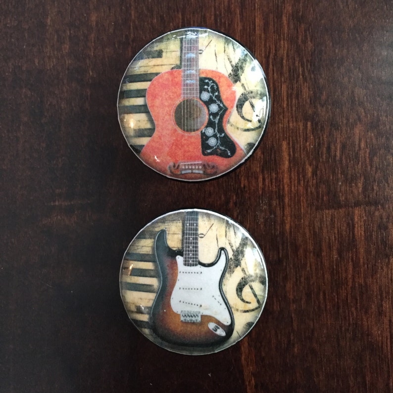 SET OF SIX1.5 Inch Guitars Black Knobs Drawer Etsy