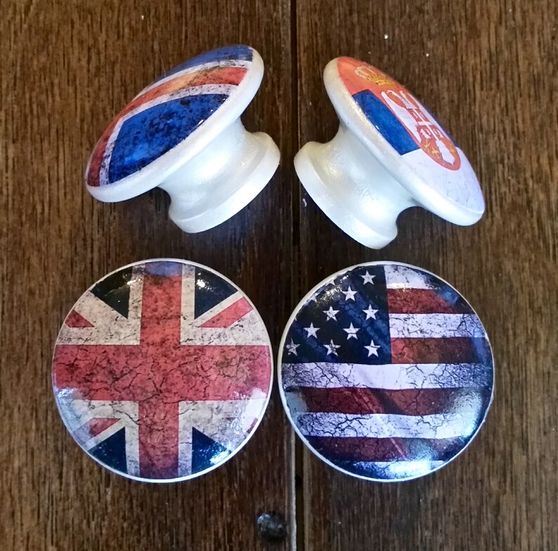 SET OF SIX 1.5 flag knobsvintage Etsy