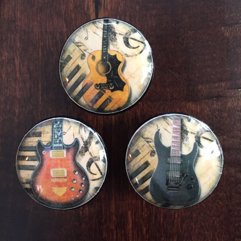SET OF SIX1.5 Inch Guitars Black Knobs Drawer Etsy