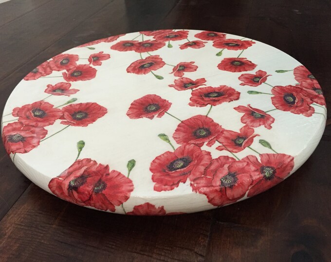 15 Lazy Susan With Decoupaged Red Poppies Etsy