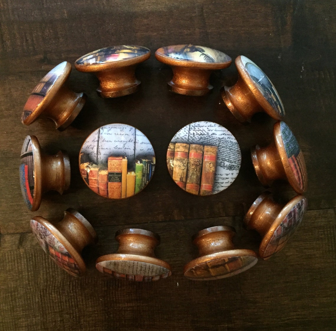Curated visual reference: Book Themed Durable Cabinet Knobs For Apartments Reference: Set Of Six 1 5 Inch Old Books Book Themed