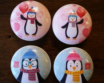 1.5 inch, penguin, cabinet knobs, drawer pulls, nursery, gender neutral, birds, nursery animals, colorful