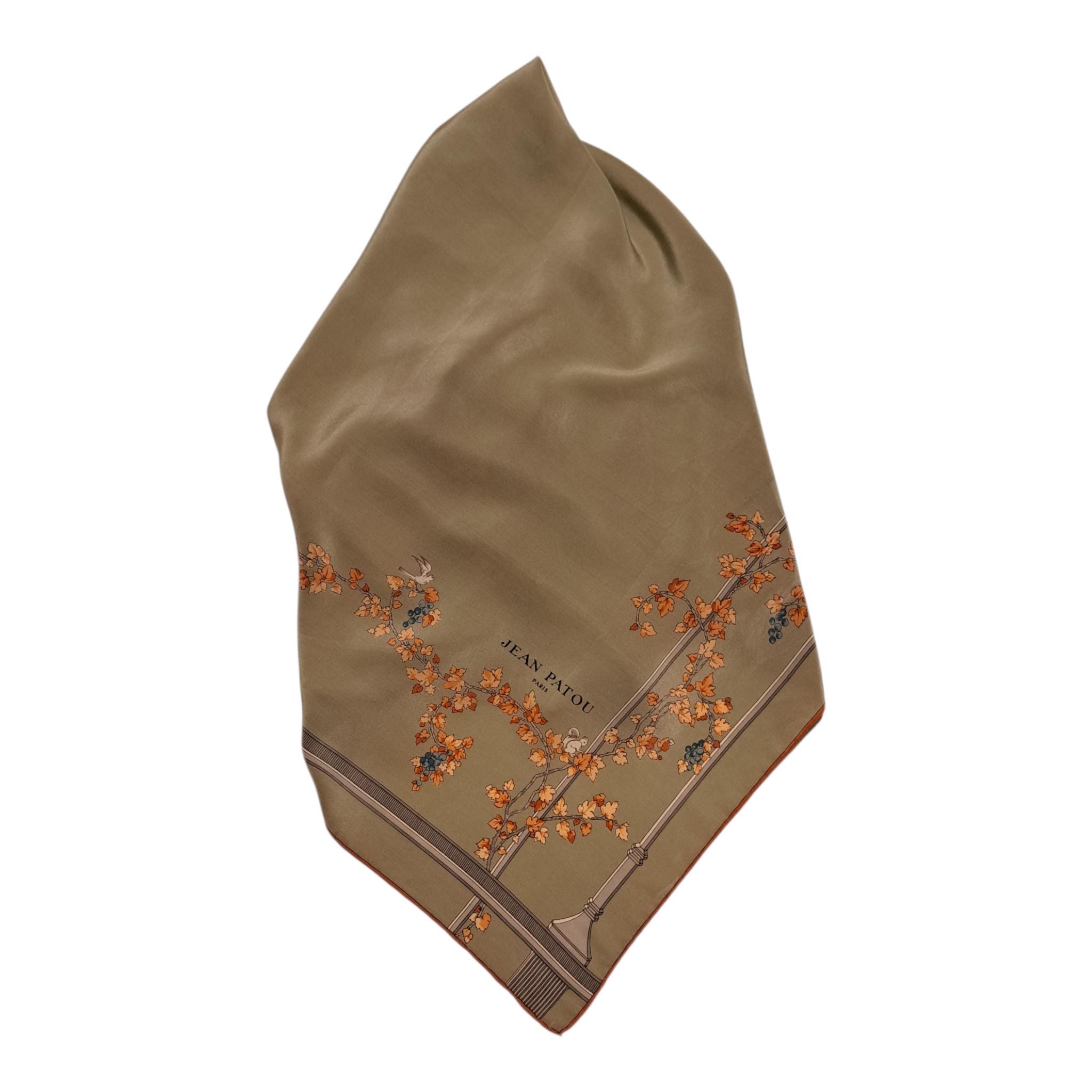 Foulard JEAN PATOU Authentique En Soie 100% - Motif Floral Multicolore - Vintage, Occasion Bon état