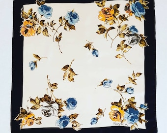 Foulard Bayron En Soie Mousseline Vintage - Dimensions 86 X 87 Cm - Marron - Occasion