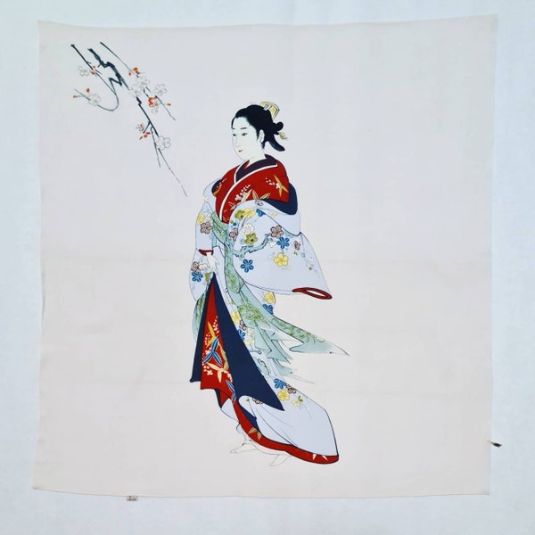 Bufanda de seda pura vintage "los japoneses"