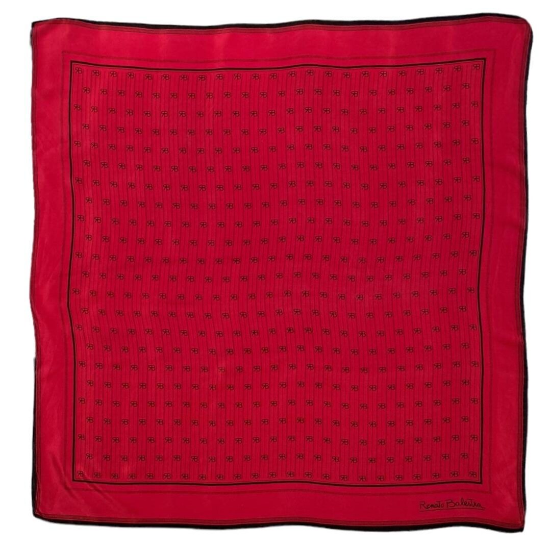 Foulard En Soie Renato Balestra Vintage - Bord Bleu Nuit, Dimensions 86x89 Cm, Occasion