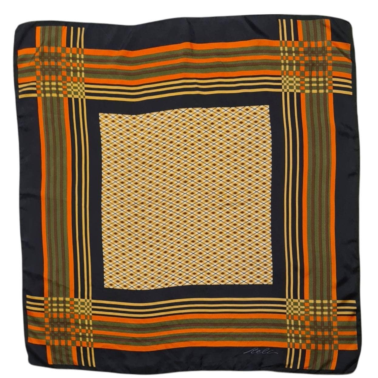 Foulard Vintage Reli En Soie 100% - Foulard Carré Artisanal Français