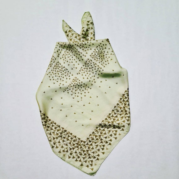 Vintage handkerchief mint green color Gem