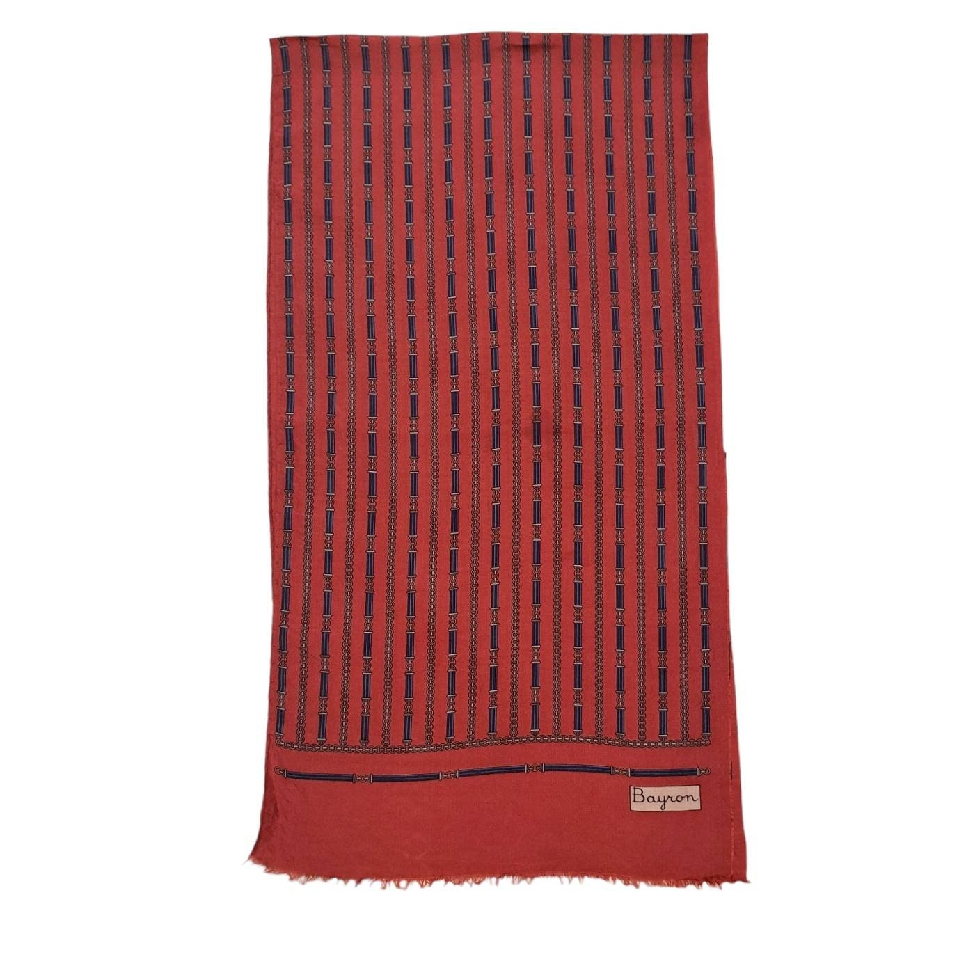 Foulard En Soie BAYRON Vintage - Dimensions 85x87 Cm, Couleur Marron Et Ivoire - Occasion
