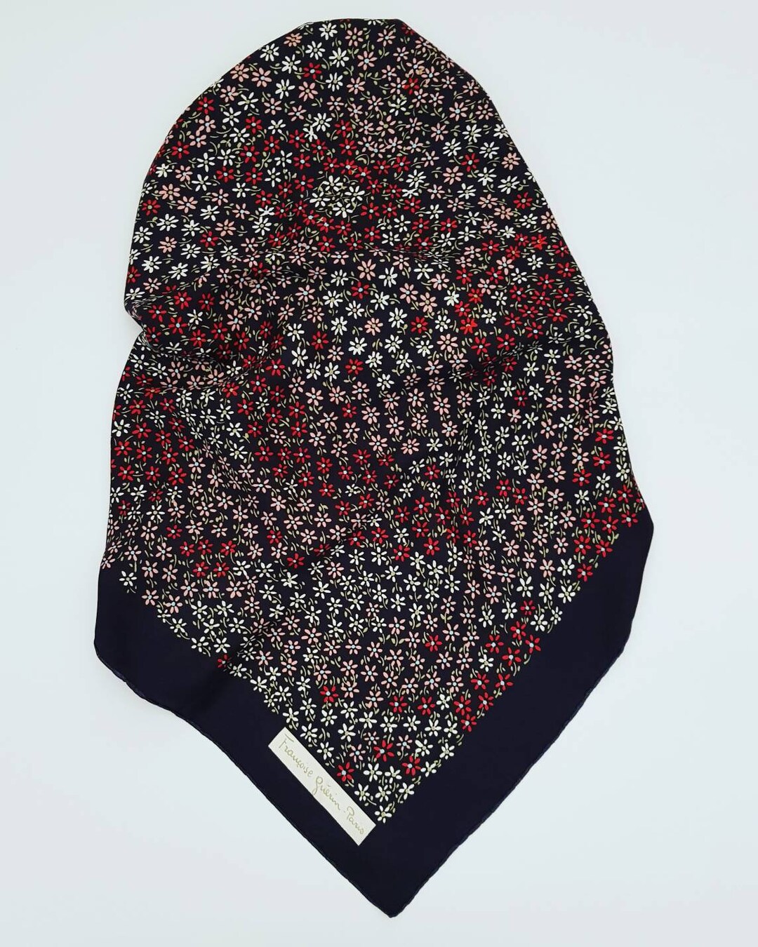 Foulard Vintage FRANÇOISE GUÉRIN - 100% Soie - Marron - Occasion Bon état