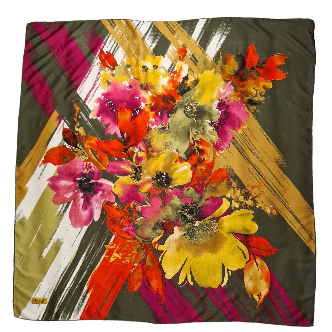 Foulard En Soie Vintage Piramit – Motif Animaux Forêt, Style Bandana Carré, Multicolore