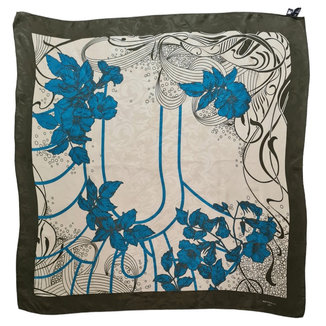 Foulard Carré Vintage Ostinelli 100% Soie - Italie - Motif Géométrique Multicolore