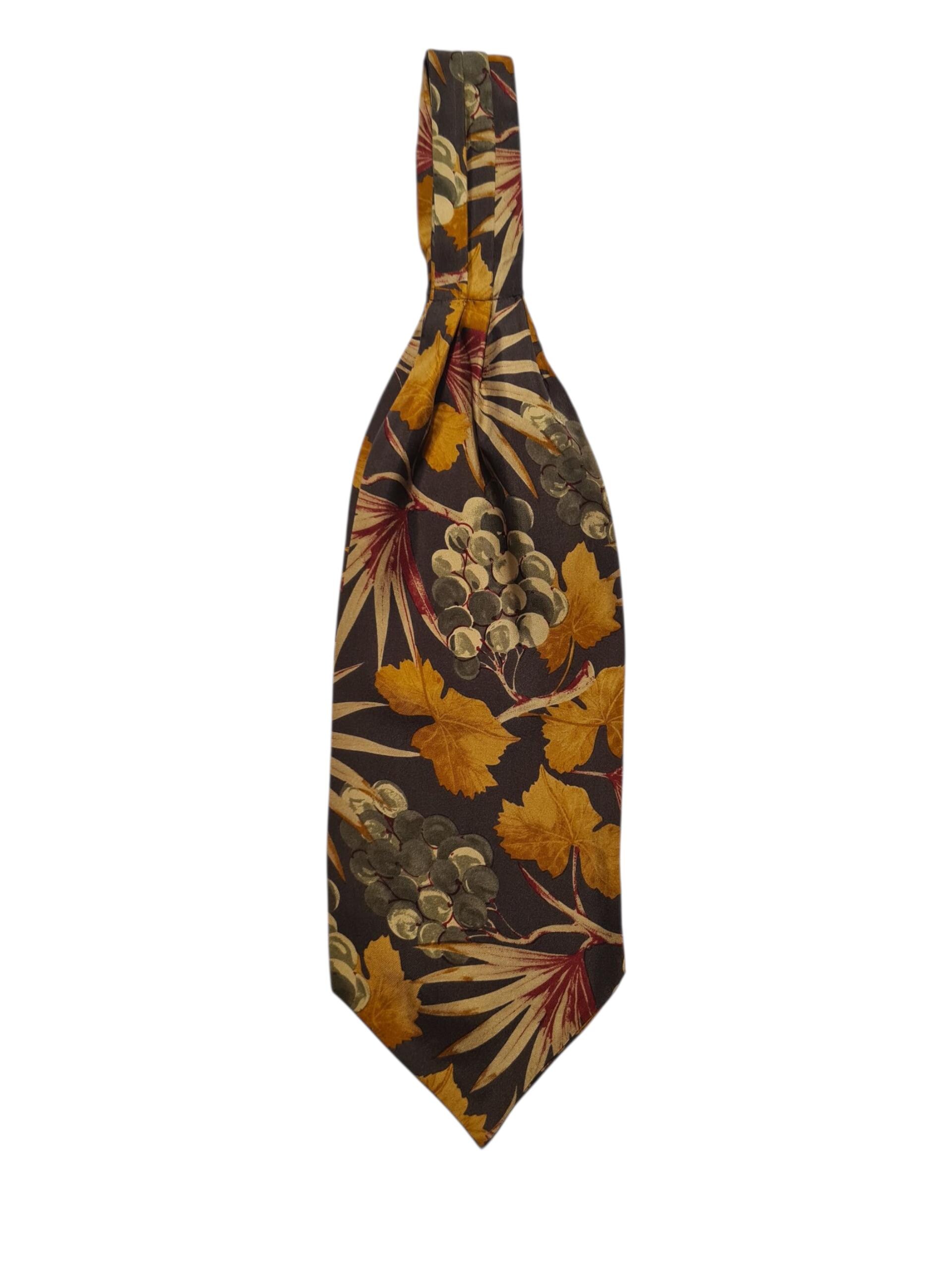 Cravatta Ascot Uomo 100% Seta Verde Rossa Reversibile CAMELLUCCI A226