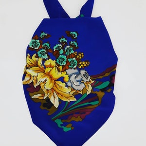 Blue floral vintage scarf