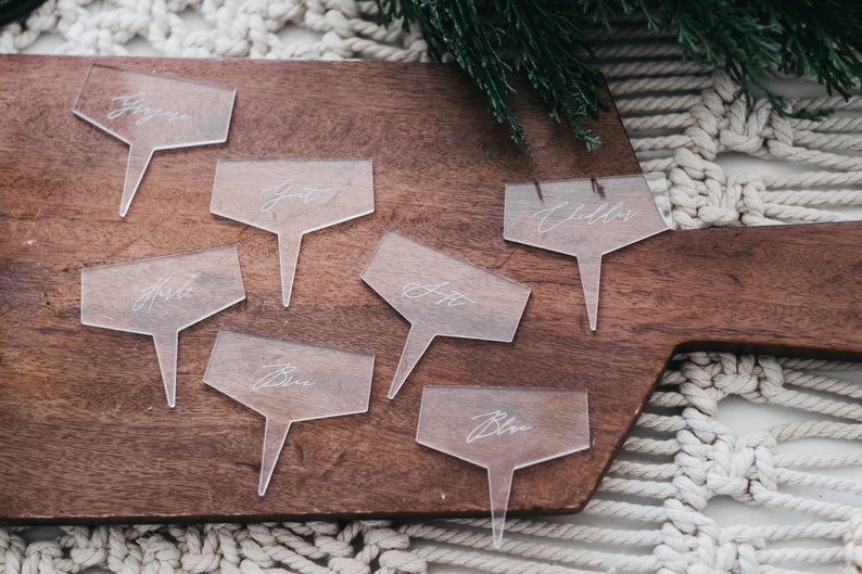 Clear Acrylic Cheese Picks // Cheese Markers // Hostess Gift Etsy