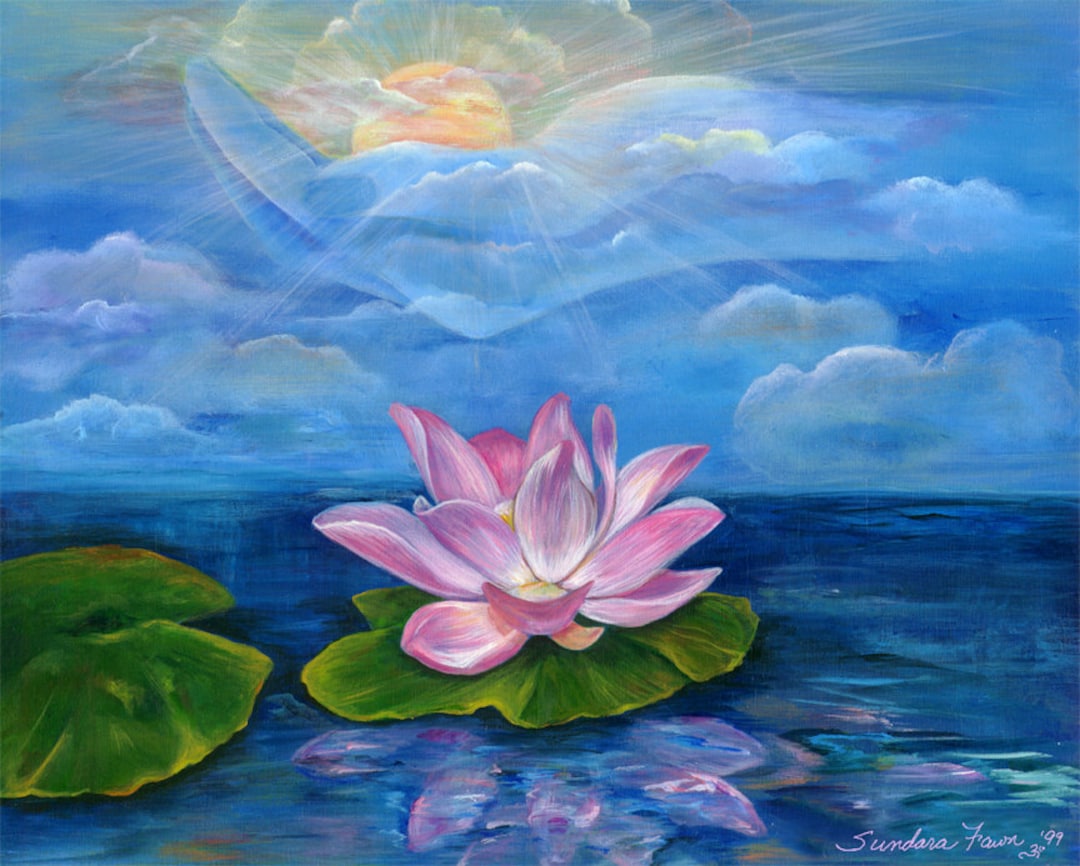 Lotus Dream Art Print Yoga Meditation Wall Art Home Decor Etsy