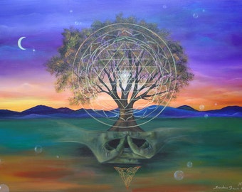 Meditation - Tree Sri Yantra Mudras ART PRINT