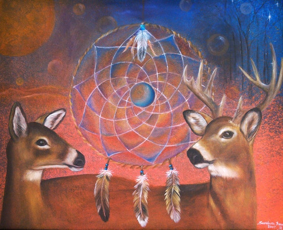 Ciervos Atrapasuenos Impresion Del Arte Espiritual Arte Etsy