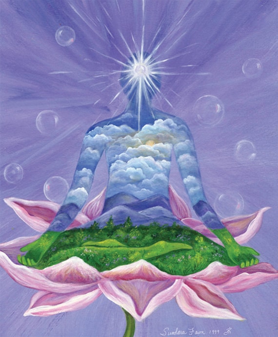 Meditation Yoga Art Print Spirit Landscape Lotus Spiritual Art Spiritual Gift Painting Inspiration