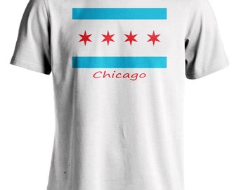 Men's Chicago Flag Graphic Tee Baseball Champions Athletic Sports T-Shirt