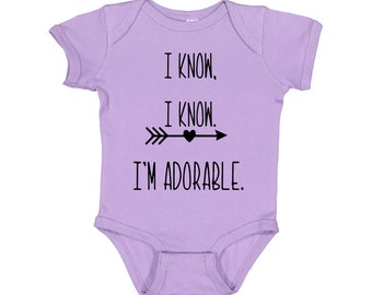Adorable Baby Girl Onesie - I Know I'm Adorable Bodysuit