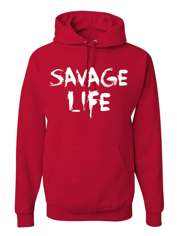 VictoryInkStore Savage Life Hooded Sweatshirt Men s Athletic Gym Sports Hoodie Hip Hop Gangster Clothing Pullover Sweater