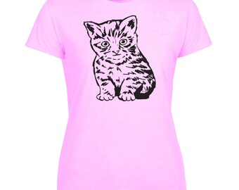 Cute Kitten Graphic T-Shirt - Women's Cat Lover Tee