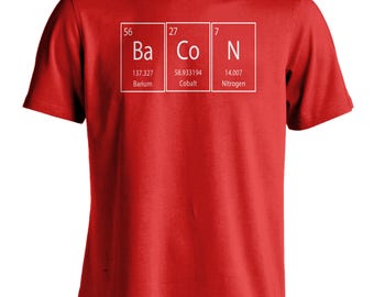 Funny Bacon Periodic Table T-Shirt: Nerdy Science Food Tee