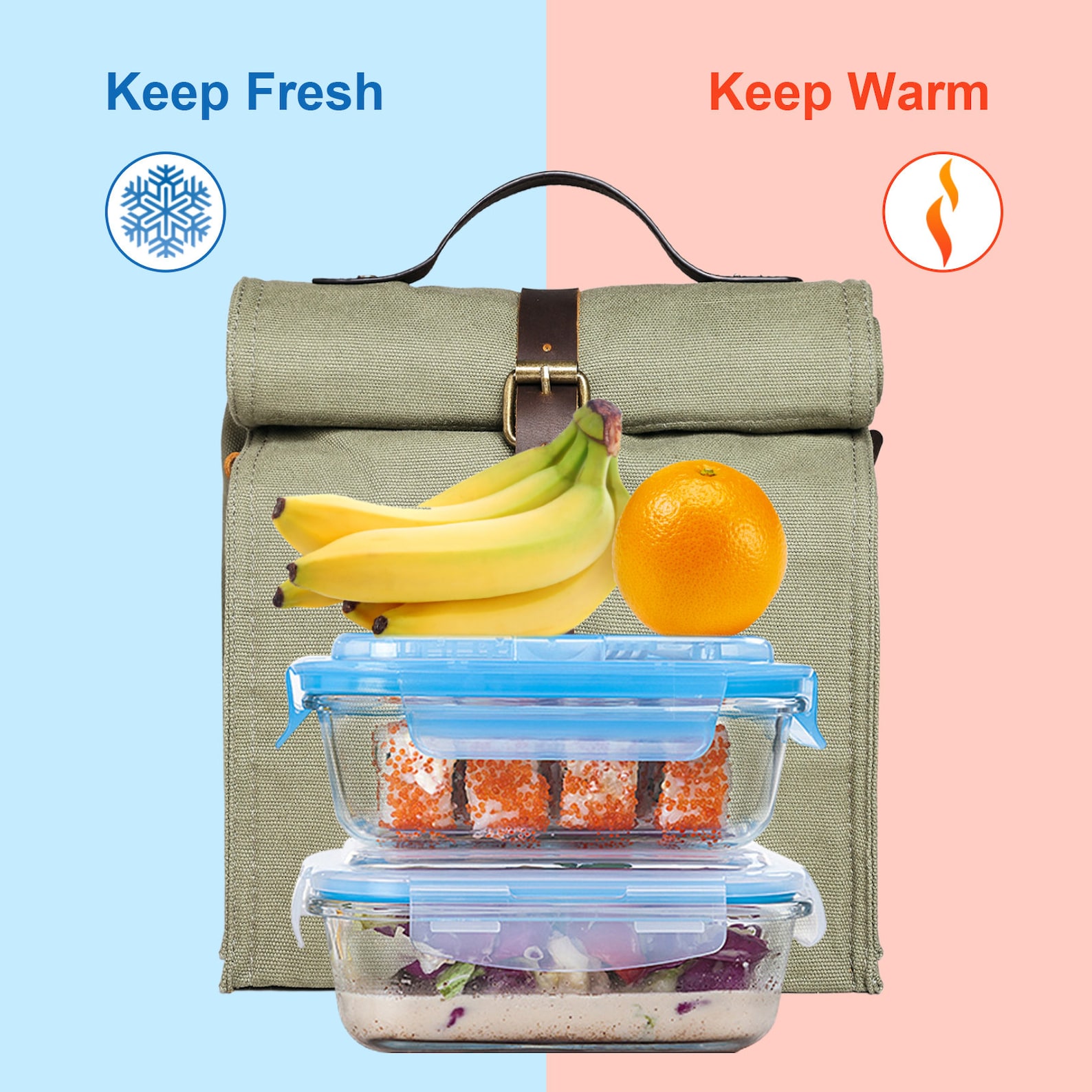 Lunch Bag With Shoulder Strap Insulated Lunch Bag Canvas Etsy