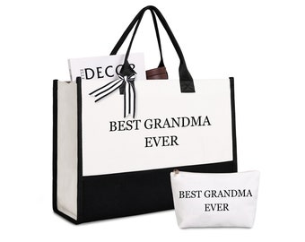 Best Grandma Ever Bag | Grandma Tote Bag With Makeup Bag | Funny Grandma Gift |  Mother's Day Gift | Grandmother Tote Bag