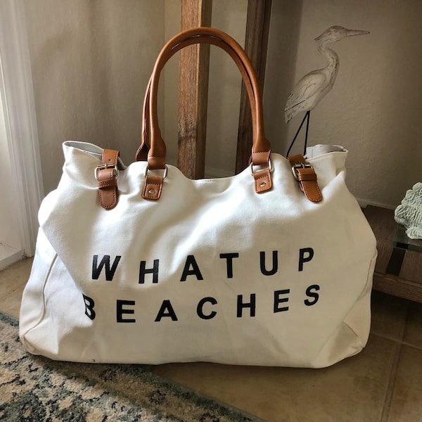 Extra Large Beach Please Tote Bag, Vegan Leather Beach Bag for Women Waterproof Sandproof, Canvas