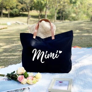 Mini Tote Bag with Zipper, Mimi Gifts, Mimi Birthday Gifts, Grandma Bag, Christmas Gifts for Grandma from Grandkids, Gifts for Mimi