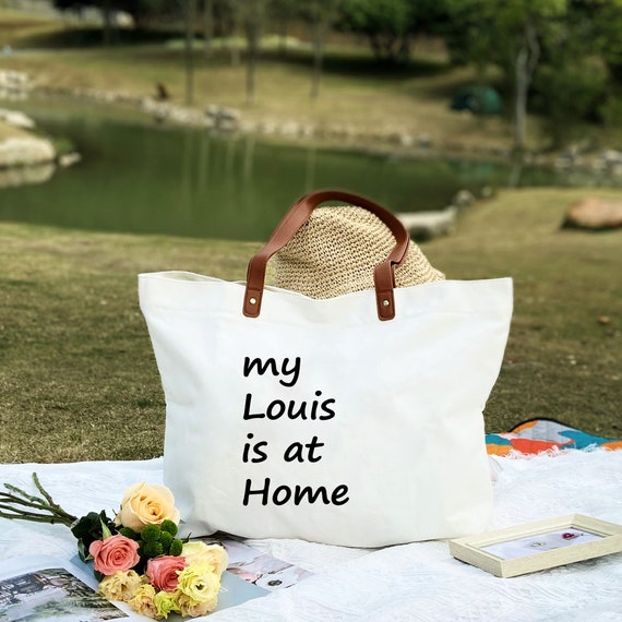 My Louis is at Home Tote With Leather Handles Funny Louis 