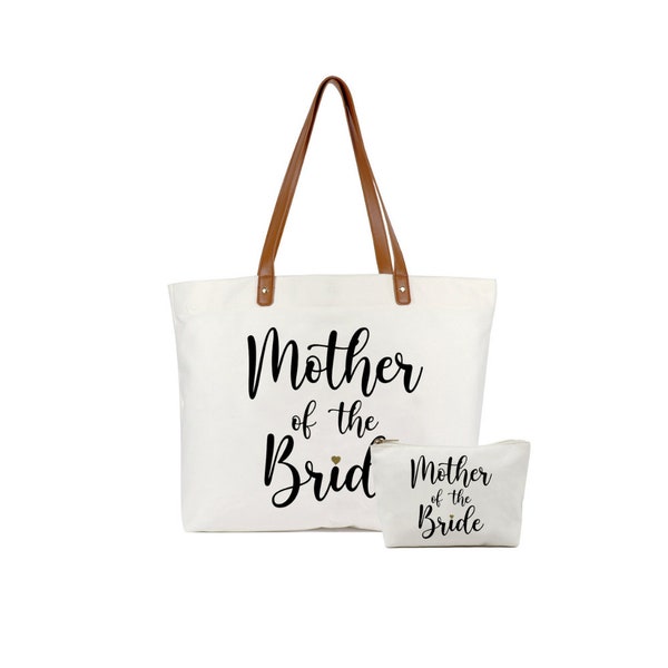 Mother of the Bride Tote Bag with a Makeup Bag,Mother of the Groom Tote Bag, Wedding Gift, Bridal Shower Gift