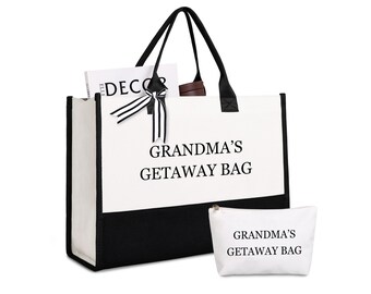 Grandma's Getaway Bag | Grandma Tote Bag With Makeup Bag | Funny Grandma Gift |  Mother's Day Gift | Grandmother Tote Bag