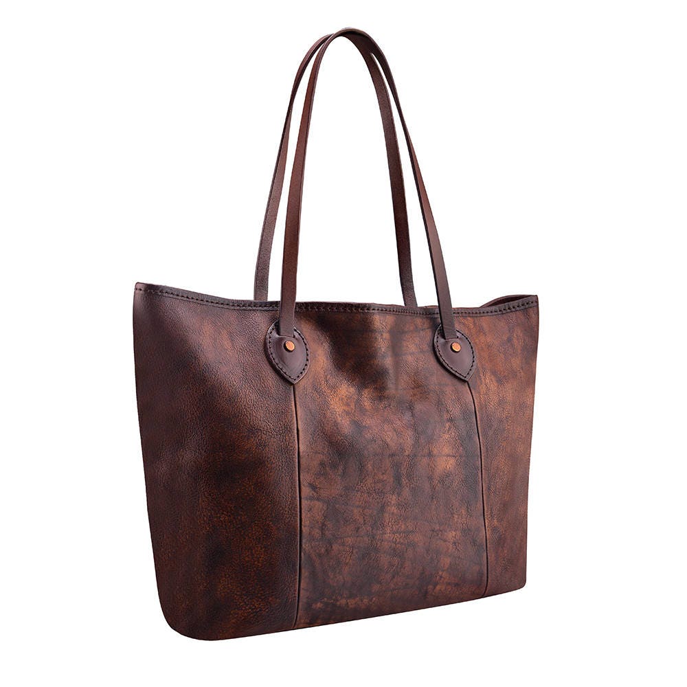 Leather Tote Bags Rustic Large Tote Bag Brown Travel Bag | Etsy