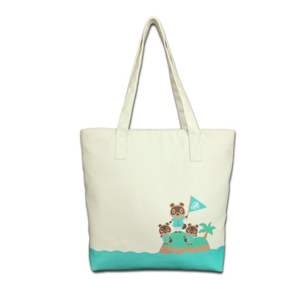 Animal Crossing New Horizons Shoulder Tote Bag Canvas Handbag For Women School Travel Shopping, ACNH Tom Nook and Timmy and Tommy, Tanuki