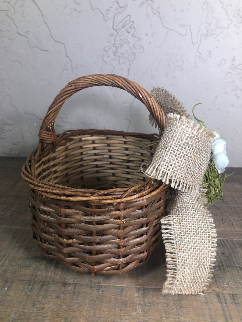 Rustic Wedding Flower Girl Basket Twig Flower Girl Basket Flower Girl Basket